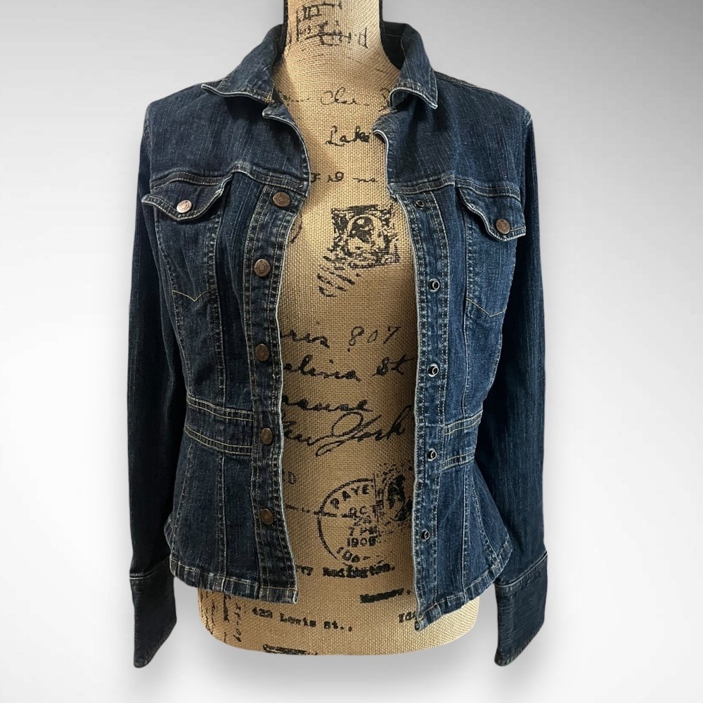 Dark Blue Denim Jean Jacket - Classic Women's Trucker